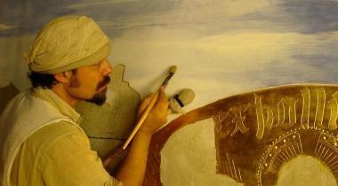 Lartista Luca Battini al lavoro  