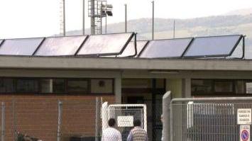 L’impianto termico solare sul tetto degli spogliatoi del campo Sem Barontini di Agliana