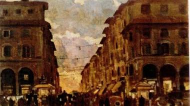 Via Grande e piazza Grande in un dipinto di Natali