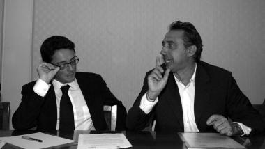 Il segretario Pd Filippo Di Rocca e il sindaco Alessandro Cosimi 