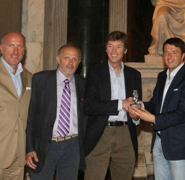Da sinistra Risaliti Danti, Ireland e Renzi a Palazzo Vecchio  