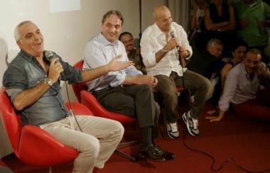 Giorgio Panariello insieme al sindaco Cenni e al giornalista Ceccatelli 