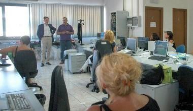 Un momento della visita del sindaco alla Transitalia