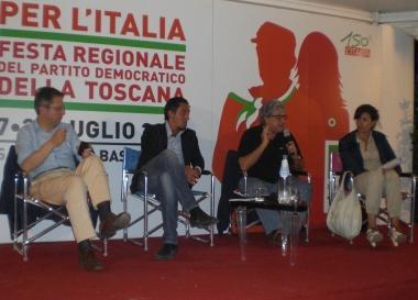 Un momento del dibattito di sabato sera alla festa regionale del Pd 