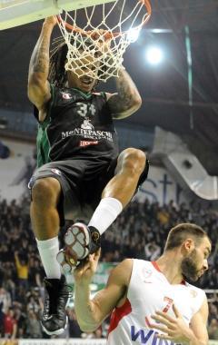 David Moss del Montepaschi durante una partita della scorsa Eurolega 