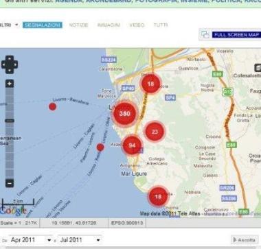 La mappa di Segnala Livorno 