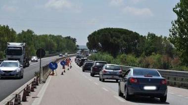 Il cantiere sulla Variante Aurelia vicino Donoratico