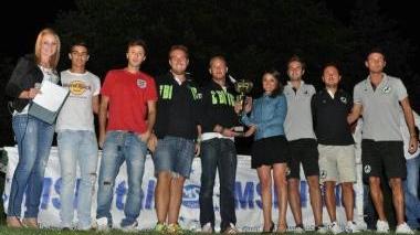 <b>TRIO SUL PALCO.</b> Un momento della premiazione dell’Msp Trio