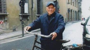 Donatello Saccenti con la sua Bianchi