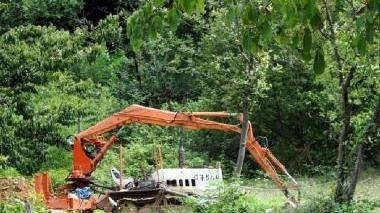 Da sinistra il luogo dell’incidente il toro uccisi nel podere e il figlio della vittima Giulio Corradini