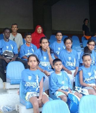 I bambini saharawi sugli spalti del Castellani durante la partita tra Empoli e Piacenza 