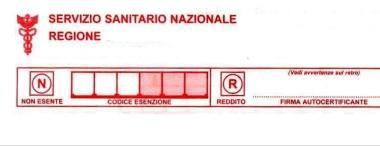 In alto: la zona della ricetta rossa dove va scritto il codice del reddito o della esenzione 