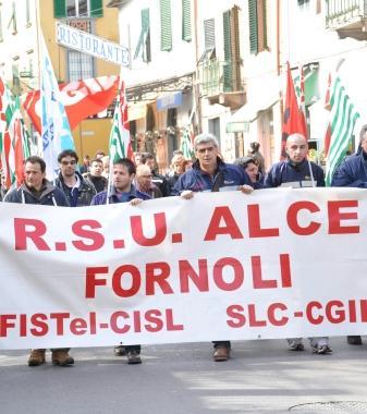 Una protesta dei lavoratori di Alce   