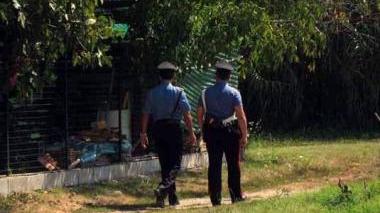 I carabinieri ispezionano la zona dove è stata coltivata la cannabis