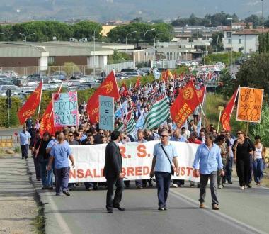 La manifestazione dei lavoratori Breda di gioved&igrave; scorso 