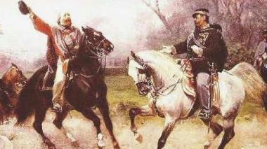 In centro rievocazione storica dell'incontro fra Garibaldi e il re