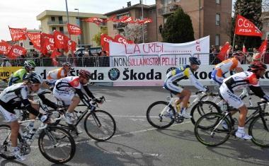 La protesta dei conciari in occasione della Tirreno Adriatico nel marzo del 2009 