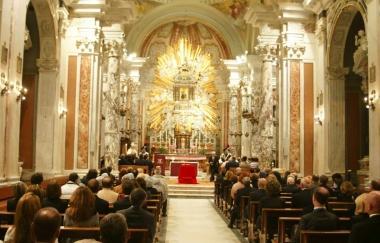 La celebrazione allinterno del santuario di Montenero 