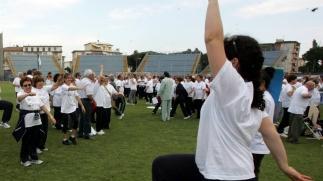 Ginnastica allo stadio Castellani durante l’Afa Day
