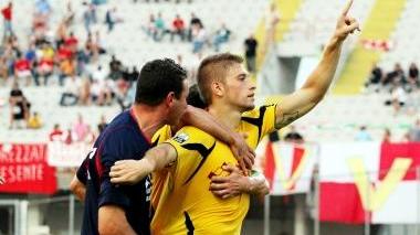 <b>TRE GOL. </b>L’esultanza di Federico Dionisi dopo la rete del 2-0