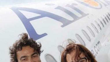 Lorenzo Caporaletti di Air One e Gina Giani della Sat