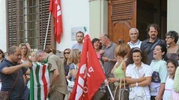 La protesta dei dipendenti Incom a Pistoia