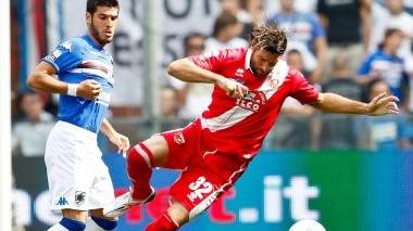 <b>BOMBER</b> Nando Sforzini in azione nell’area della Samp