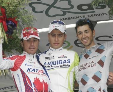 Il podio con Sagan, Paolini e Montaguti 
