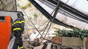 Crollano 25 metri di Mura Danneggiato un vivaio di fiori