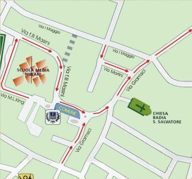 La cartina con la nuova viabilit&agrave; nella zona del municipio   