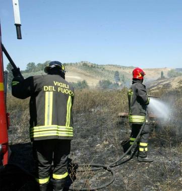 I vigili del fuoco allopera in un campo 