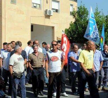 Uno sciopero dei lavoratori della Ciet 
