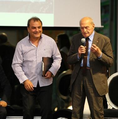 A sin. il tracciato della 59&ordf; Sabatini e (sopra e accanto) alcuni momenti della presentazione al Triangolo verde della discarica 