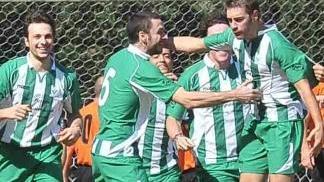 Giocatori della Virtus Bottegone nella gara con Sarripoli