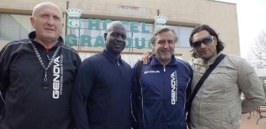 <b>SAN GIULIANO</b> Lavezzini e gli altri componenti dello staff tecnico insieme a Ben Johnson  