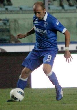Il centravanti azzurro Claudio Coralli 