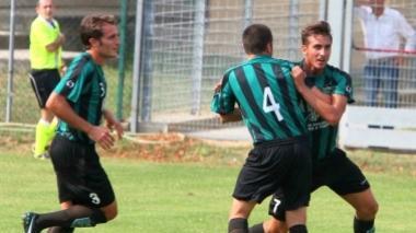 La gioia dopo un gol da parte dei giocatori del Tuttocuoio