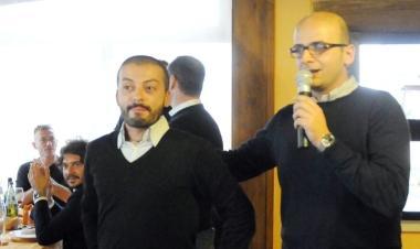 <b>IL NUOVO SOCIO. </b>Carmelo Sgr&ograve; (a sinistra) viene presentato ai tifosi dal presidente Nicola Giannecchini 