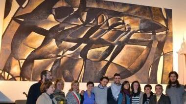 Inaugurazione di uno degli affreschi a palazzo comunale