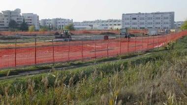 Il cantiere per la costruzione del dipartimento, sullo sfondo il Cnr