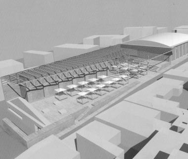 <b>PROGETTO.</b> Il rendering della piazzetta sopra il maxi parcheggio e il vicesindaco Martina Nardi 