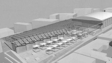 <b>PROGETTO.</b> Il rendering della piazzetta sopra il maxi parcheggio e il vicesindaco Martina Nardi