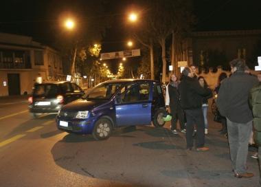 La Panda danneggiata in viale Piave 