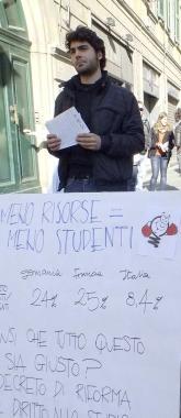Un momento della protesta  