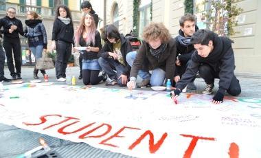 Gli studenti al flash mob 