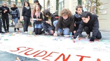 Gli studenti al flash mob