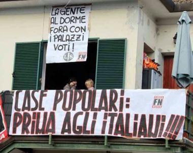 <b>LOCCUPAZIONE.</b> La protesta di Forza Nuova in via Ferdinando Martini 