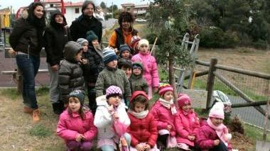 Alunni-giardinieri piantano una sughera