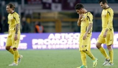 <b>DELUSIONE.</b> Paulinho, Russotto e Knezevic a testa bassa alluscita dal campo   