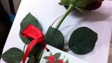 Una bellissima immagine di Valentina contornata da rose rosse